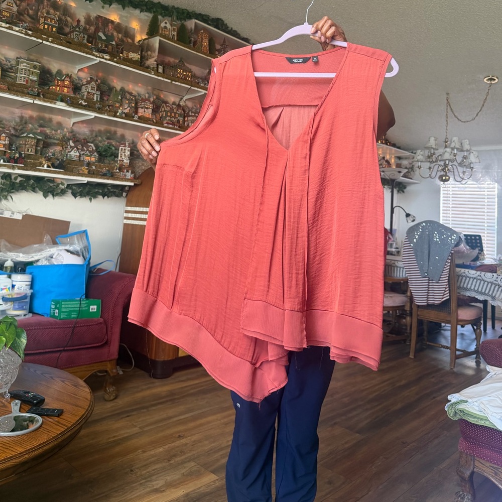 Simply Vera Vera Wang Coral Sleeveless Layered V-Neck Tunic